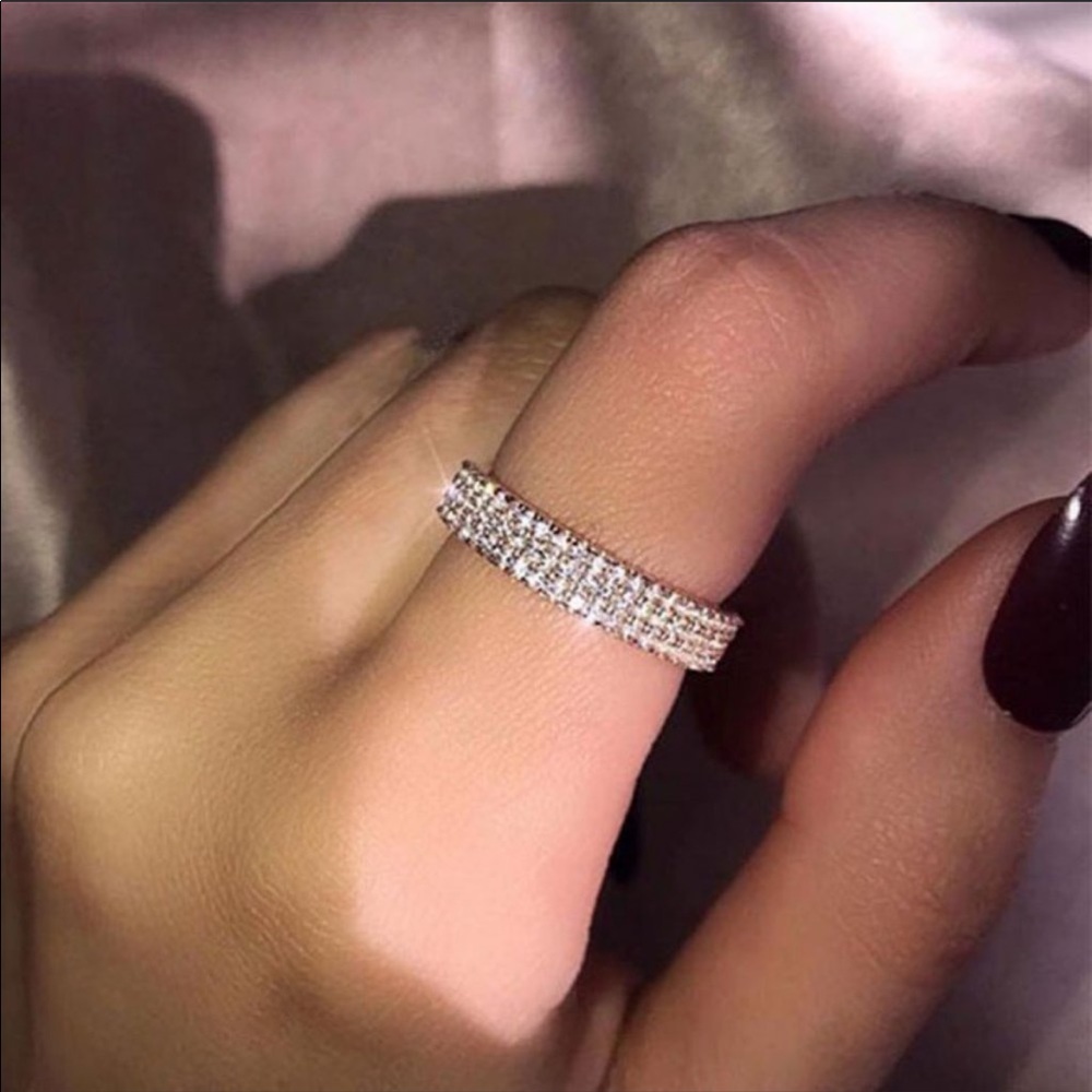 NEW💍925 Silver Diamond Triple Full Eternity Ring - Picture 2 of 7